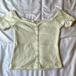 Womens white Forever 21 off the shoulder crop top